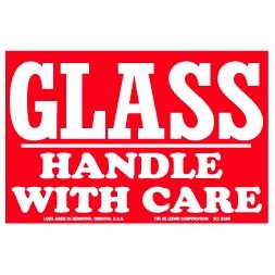 Glass Handle With Care Paper Labels - 4" x 6"