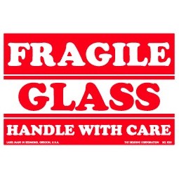 Fragile Glass Paper Labels - 4" x 6"