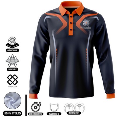 Kid's Custom Full Sublimation Performance Short Sleeve Polo w/Interlock Fabric