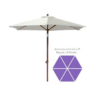 Acapulco Commercial Market Umbrella - 7' Round/ 6 Panels + Wood Look Pole