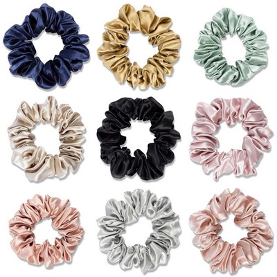 100% Pure 22 Momme Mulberry Silk Scrunchies for Women Elastic Hair Bands For Ponytail Holder