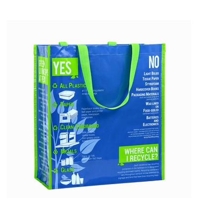 Eco-responsible Laminated Woven Community Recycling Bag 15"x17"x7"