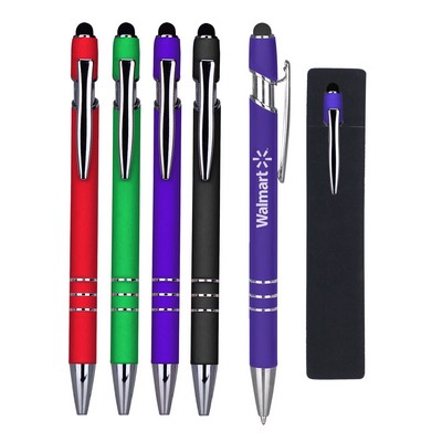 Black Ink Metal Pen w/Stylus & PE Pouch