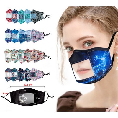 Adult Reusable Cotton Face Mask w/Transparent Window