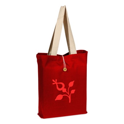 Qtees Colored Button-Up Tote with Natural Handles