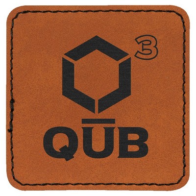 Square Engraved Patch with Adhesive, Rawhide Faux Leather, 2 1/2" x 2 1/2"