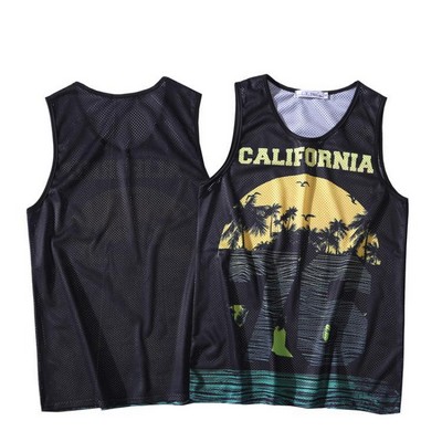 Men's Polyester Beach Vest Casual Graphic Tank Top Workout Cool Sleeveless Graphic T-Shirts