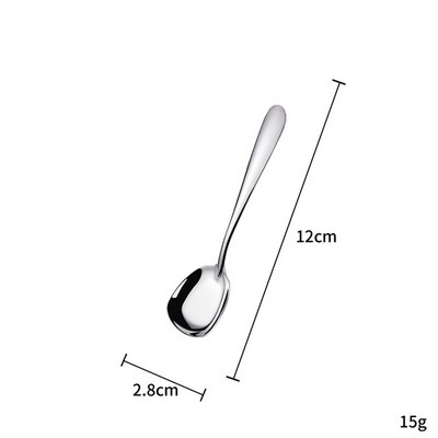 4.73 Inch Silver Surface 304 Stainless Steel Small Size Square Bottom Soup Spoon W/ Inclined Handle