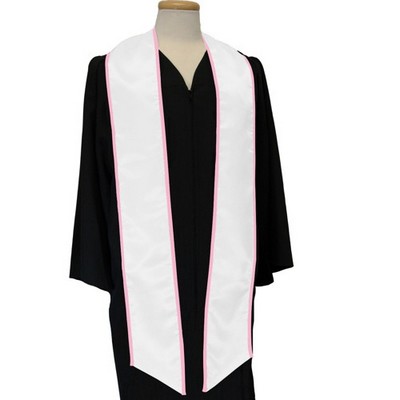 White Graduation Sash With Pink Binded Edge