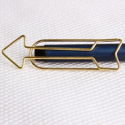 Arrow Shaped Golden Metal Paperclip w/Box