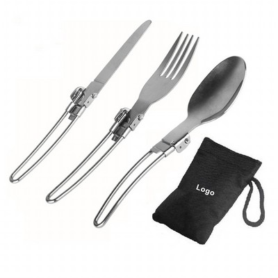 Folding Spoon Fork Knife Set Portable 3in1