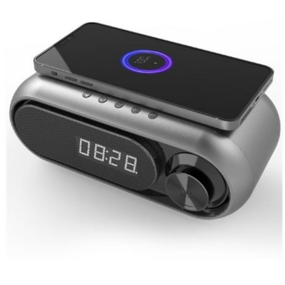 Bedside Radio Alarm Clock Wireless charger Bluetooth Speaker