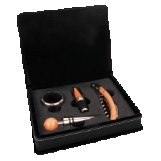 Black/Gold Leatherette 4-Piece Wine Tool Set