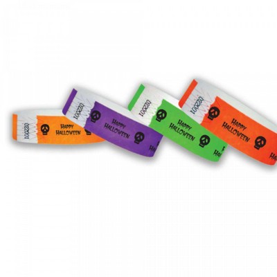 3/4" wide x 10" long - 3/4" Tyvek Halloween Skull Wristbands Printed 1/0