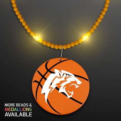 Still-Light Yellow Beads with Basketball Medallion - Domestic Print