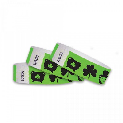 3/4" wide x 10" long - 3/4" St Patrick's Day Icons Tyvek Wristbands Printed 1/0