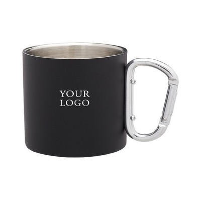 Stainless Steel Mug with Carabiner Handle, 10 oz.