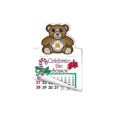 Teddy Bear Shape Calendar Pad Magnets W/Tear Away Calendar