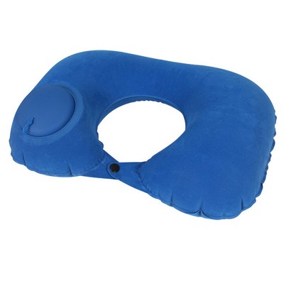 U Shape Self Inflatable Flocking fabric Travel Neck Pillow