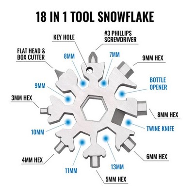 18-in-1 Multi-Tool Snowflake with Keychain