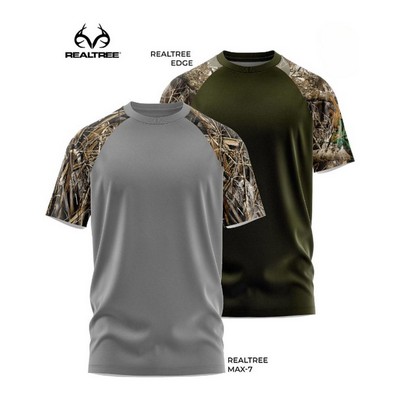 4.4 oz. Realtree® Men's Raglan Polyester Interlock T-Shirt