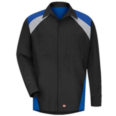 Red Kap™ Unisex Long Sleeve Tri-Color Shirt - Black/Gray/Royal Blue