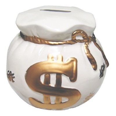 Custom Ceramic White Money Bag Bank