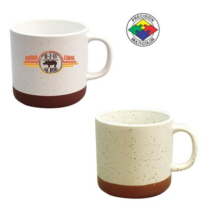 13 Oz. Satin Cream Speckled Vintage Phoenix Mug w/Terra Cotta Base - Precision Spot Color