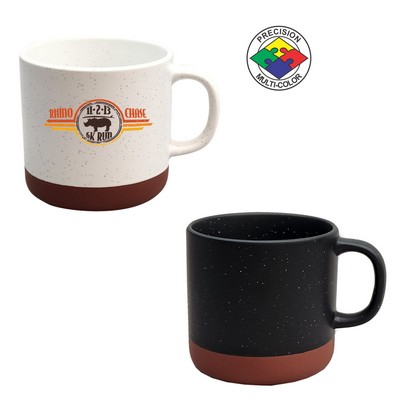 13 Oz. Satin Black Speckled Vintage Phoenix Mug w/Terra Cotta Base - Precision Spot Color