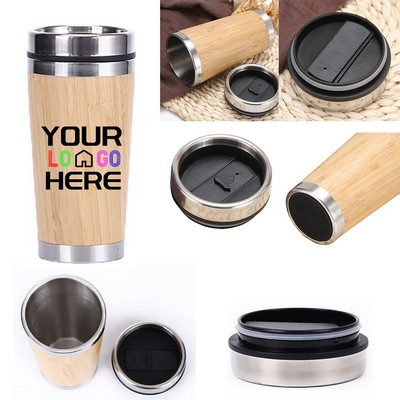 17 Oz. Bamboo Stainless Steel Tumbler