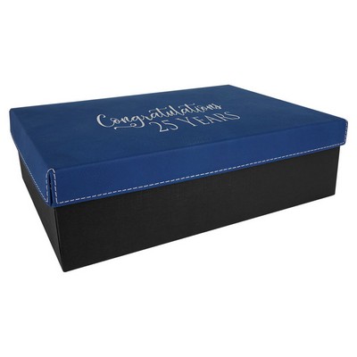 11 3/4" x 7 3/4" Blue/Silver Gift Box with Laserable Leatherette Lid