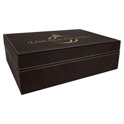 12 1/4" x 8 1/4" Black/Gold Laserable Leatherette Premium Gift Box