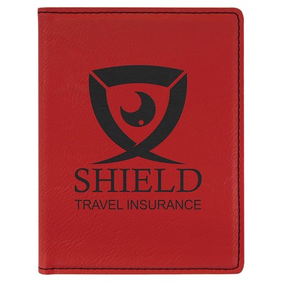 4 1/4" x 5 1/2" Red Laserable Leatherette Passport Holder