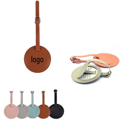 Round Shaped PU Leather Luggage Tag