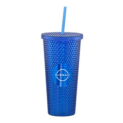 Crenshaw Textured Tumbler w/Straw - 21oz Blue