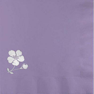 Lavender Luncheon 3-Ply Beverage Napkins - Custom Foil Print