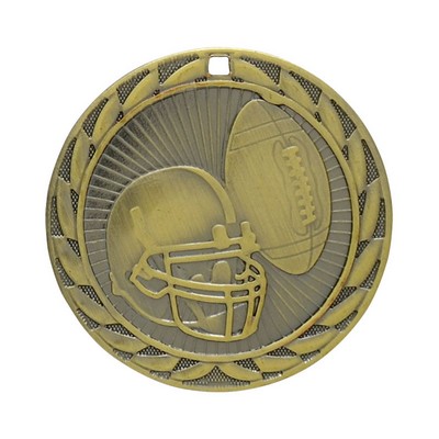 Iron Sculptured Medal - Football - Antique Gold, Award Trophy, "