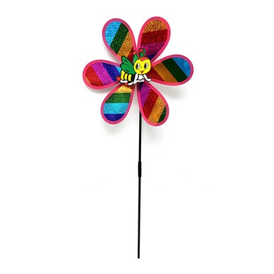 Six Leaf Small Colorful Laser Pinwheel