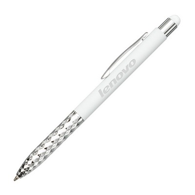 Weston Aluminum Ink Pen w/Chrome Trim - White