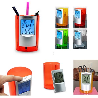 Digital Alarm Clock With Pen/Pencil Holder