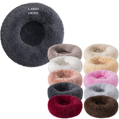 Round Fluffy Plush Pet Bed