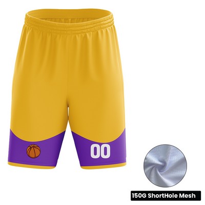 Unisex and Kids' Full Sublimation Basketball Standard Length Shorts - Short Hole Mesh