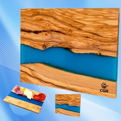 Resin-Enhanced Wooden Cheese Tray