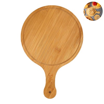 Round Wooden Pizza Paddle Tray