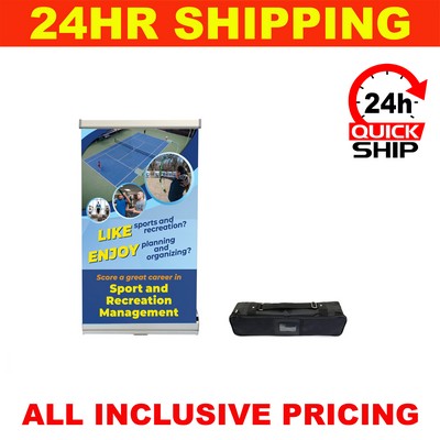 24 HR QuickShip Econo Table Top Retractable Banner - 15" Full Color