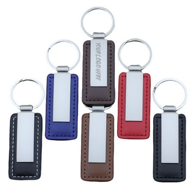 PU Leather Keychain Metal Key Tag