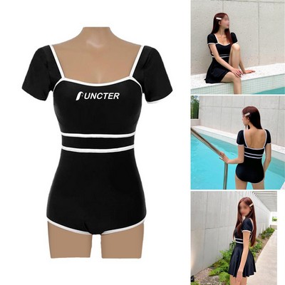 Girl One Piece Bathing Suit Crisscross Swimming Dress