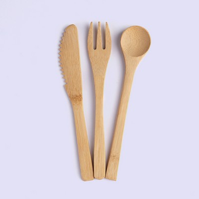 Reusable 3 Piece Bamboo Utensils Set In Pouch