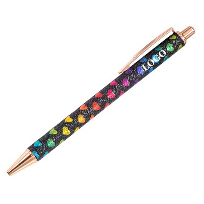 Metal Ballpoint Pen w/Heart Pattern