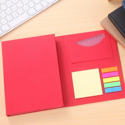 Notebook With Colorful Sticky Notes And Office Stationery